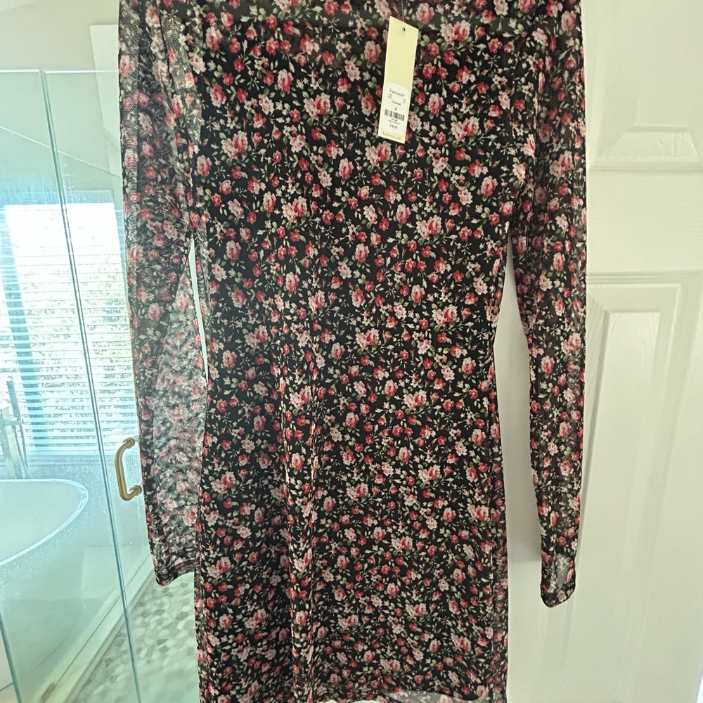 Floral Black Dress from Francesca’s sheer with black slip connected! NWT size S